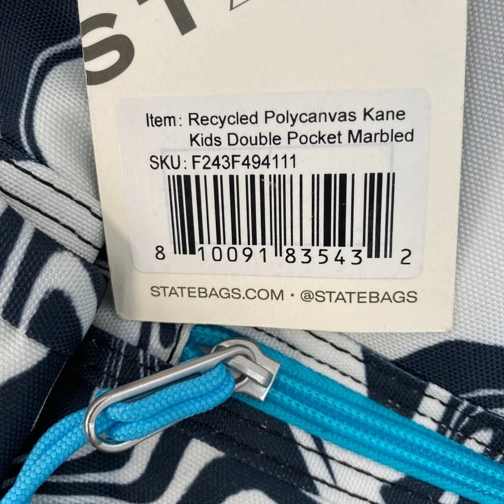 STATE Kane Kids Backpack Large Black White Marbled Wave Colorful Double Pocket